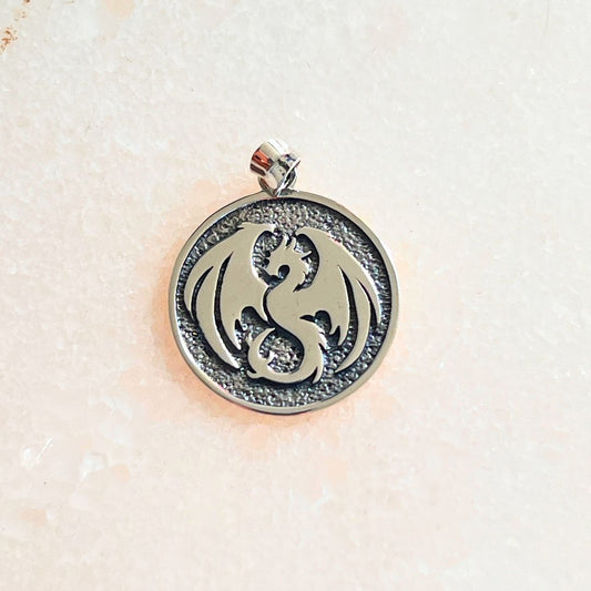 medra pendragon pendant in gold. dragon pendant in 925 silver. 