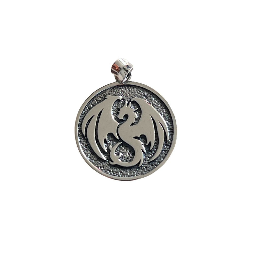 medra pendragon pendant in gold. dragon pendant in 925 silver. 